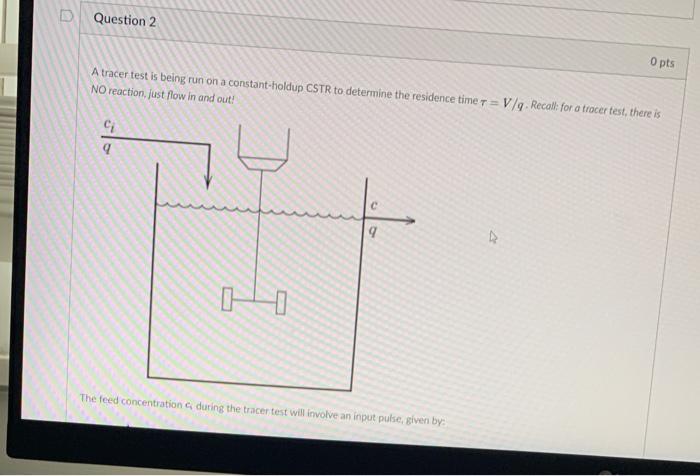 Solved be Question 2 O pts A tracer test is being run on a | Chegg.com