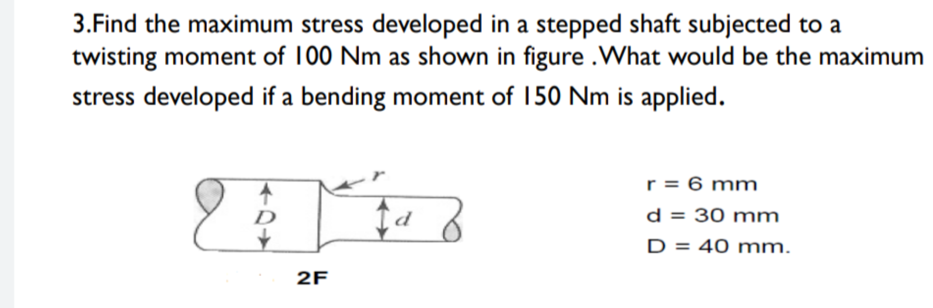 Solved 3.Find the maximum stress developed in a stepped | Chegg.com