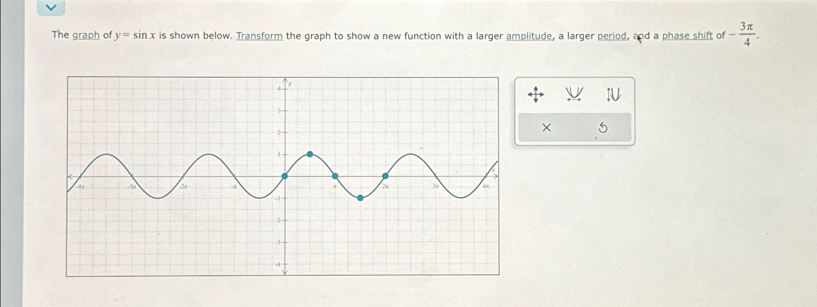 Solved The graph of y=sinx ﻿is shown below. Transform the | Chegg.com