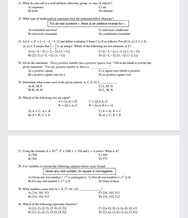 Solved 21 What Do You Call To A Well Defined Collection Chegg Com