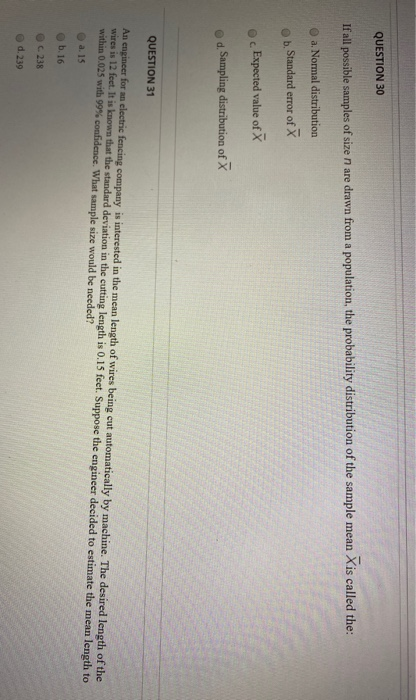 Solved QUESTION 28 For sample sizes greater than 30, the | Chegg.com