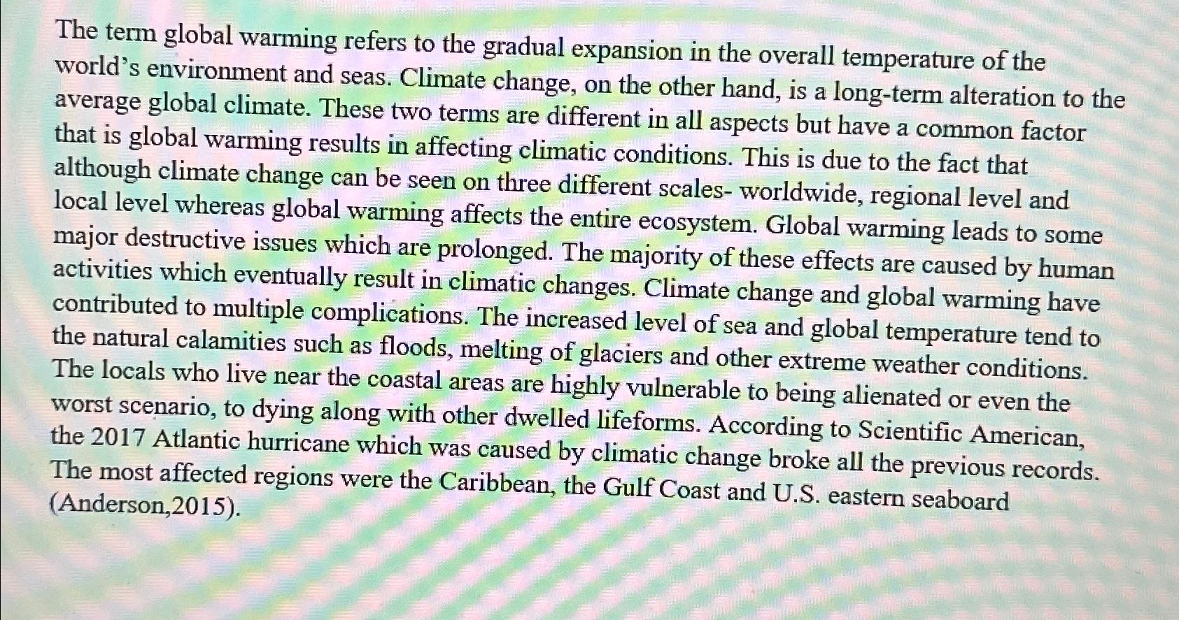 Solved The term global warming refers to the gradual | Chegg.com