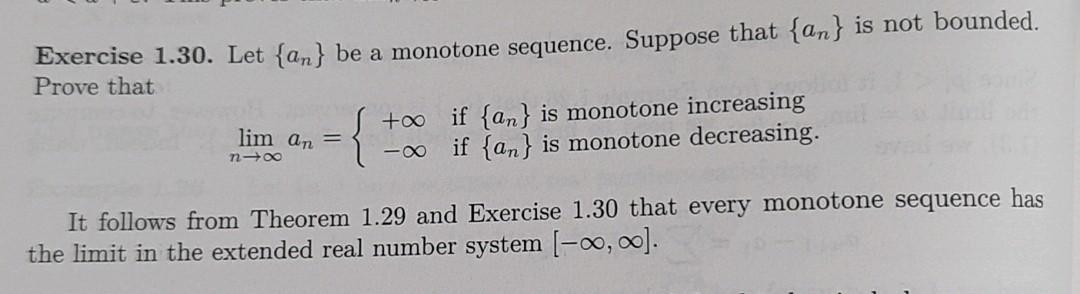 Solved Exercise 1.30. Let {an} Be A Monotone Sequence. | Chegg.com