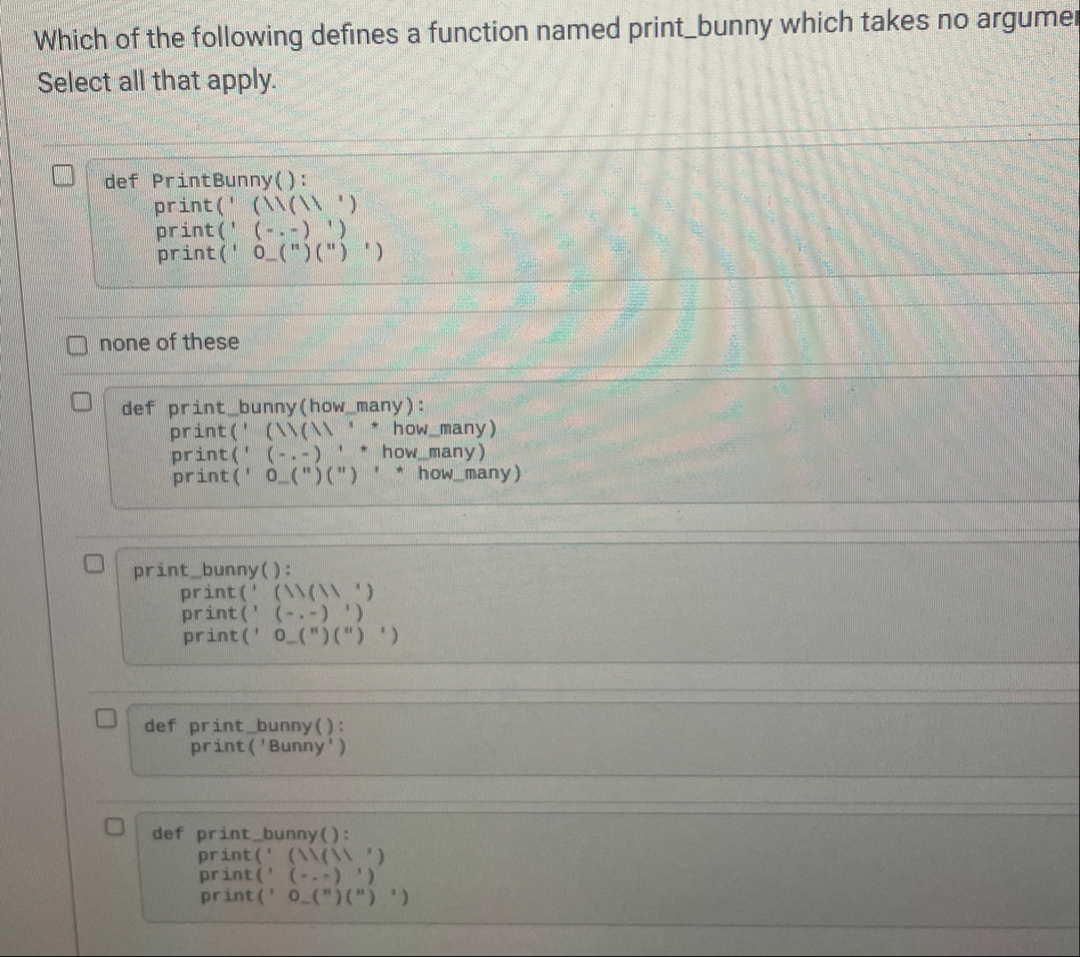 Solved Which of the following defines a function named | Chegg.com