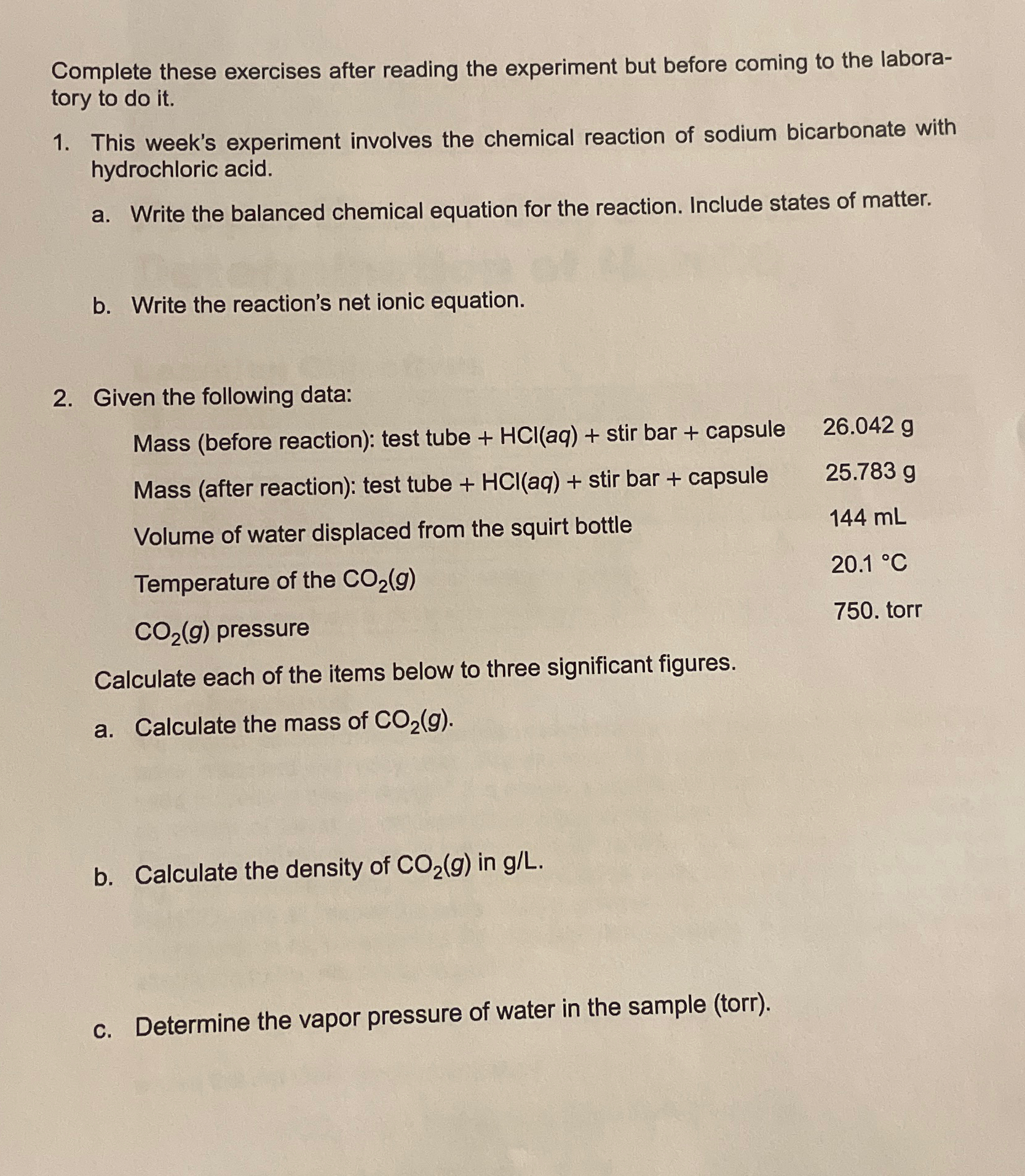 Solved Complete these exercises after reading the experiment | Chegg.com