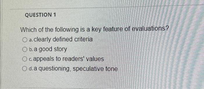QUESTION 1 Which of the following is a key feature of | Chegg.com