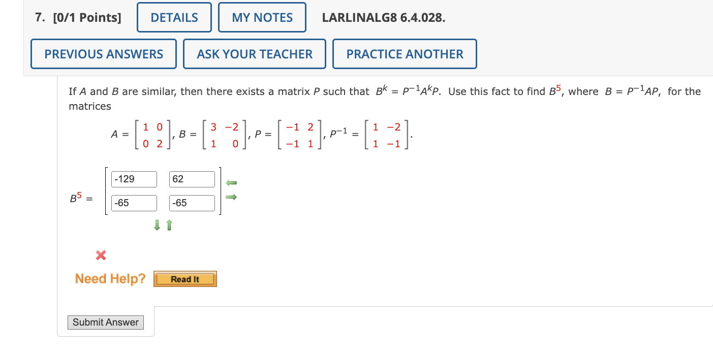Solved If A and B ﻿are similar, then there exists a matrix P | Chegg.com