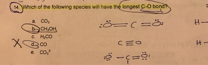 Solved 14 Which Of The Following Species Will Have The L Chegg Com