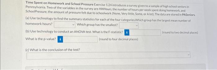 time spent on homework and school pressure