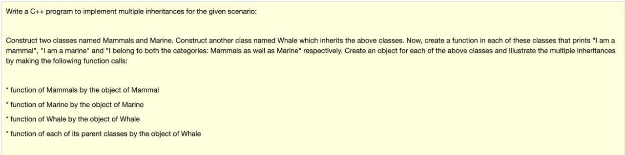 Solved Write a C++ program to implement multiple | Chegg.com