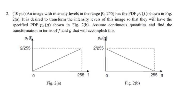 Solved 2. (10 pts) An image with intensity levels in the | Chegg.com