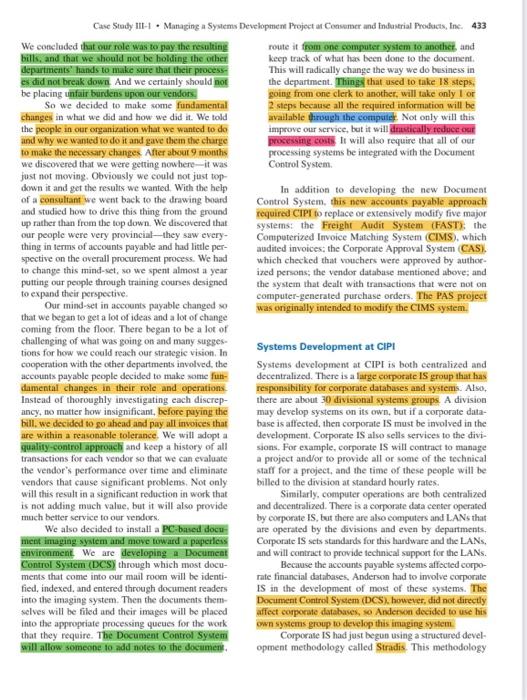 Solved CASE STUDY III-1 Managing a Systems Development | Chegg.com