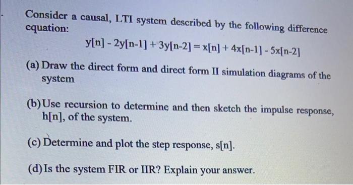 Solved Consider A Causal Lti System Described By The