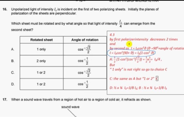 Solved 6. Unpolarized light of intensity I0 is incident on | Chegg.com
