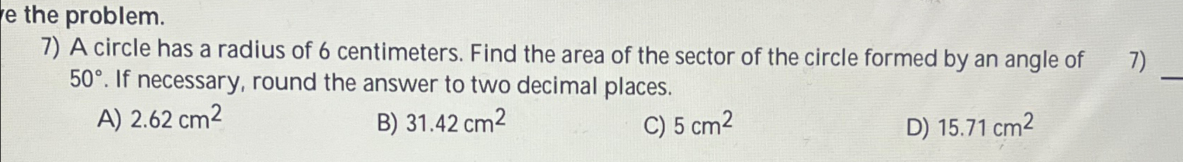 find the area of a circle with a radius of 6 centimeters