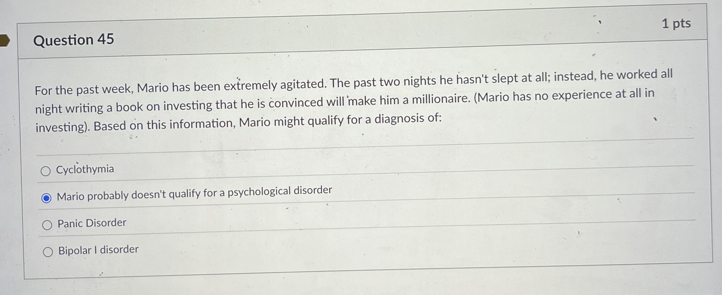 Solved Question Ptsfor The Past Week Mario Has Been Chegg Com