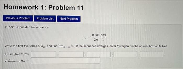 Solved Homework 1: Problem 11 Previous Problem Problem List | Chegg.com