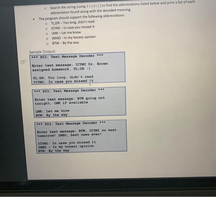 Solved Project Specifications: - Write a program that | Chegg.com