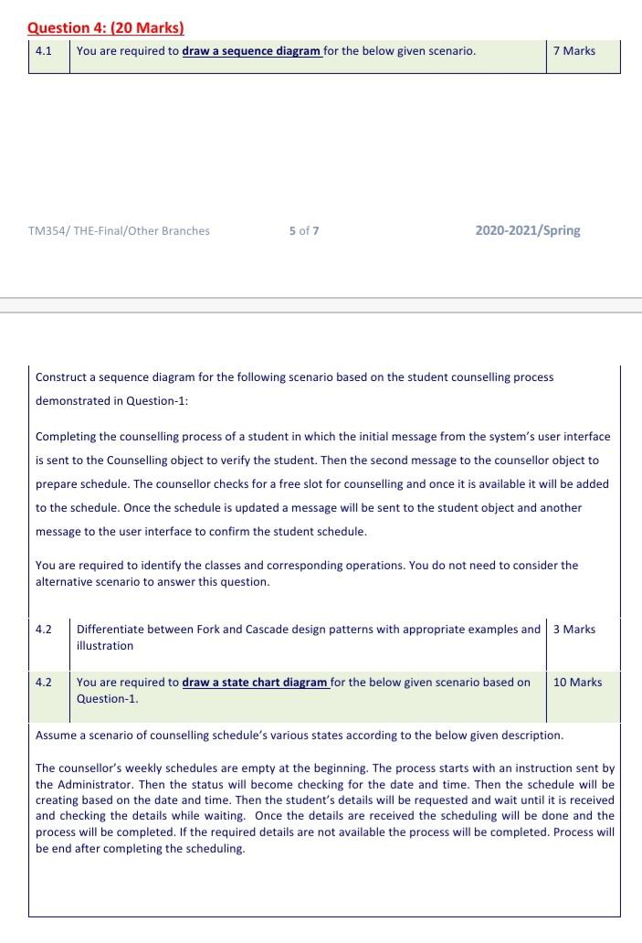Solved Question 4: (20 Marks) 4.1 You are required to draw a | Chegg.com