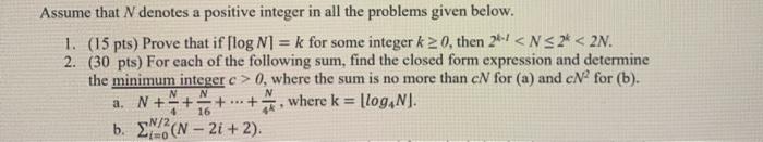 Solved Assume that N denotes a positive integer in all the | Chegg.com