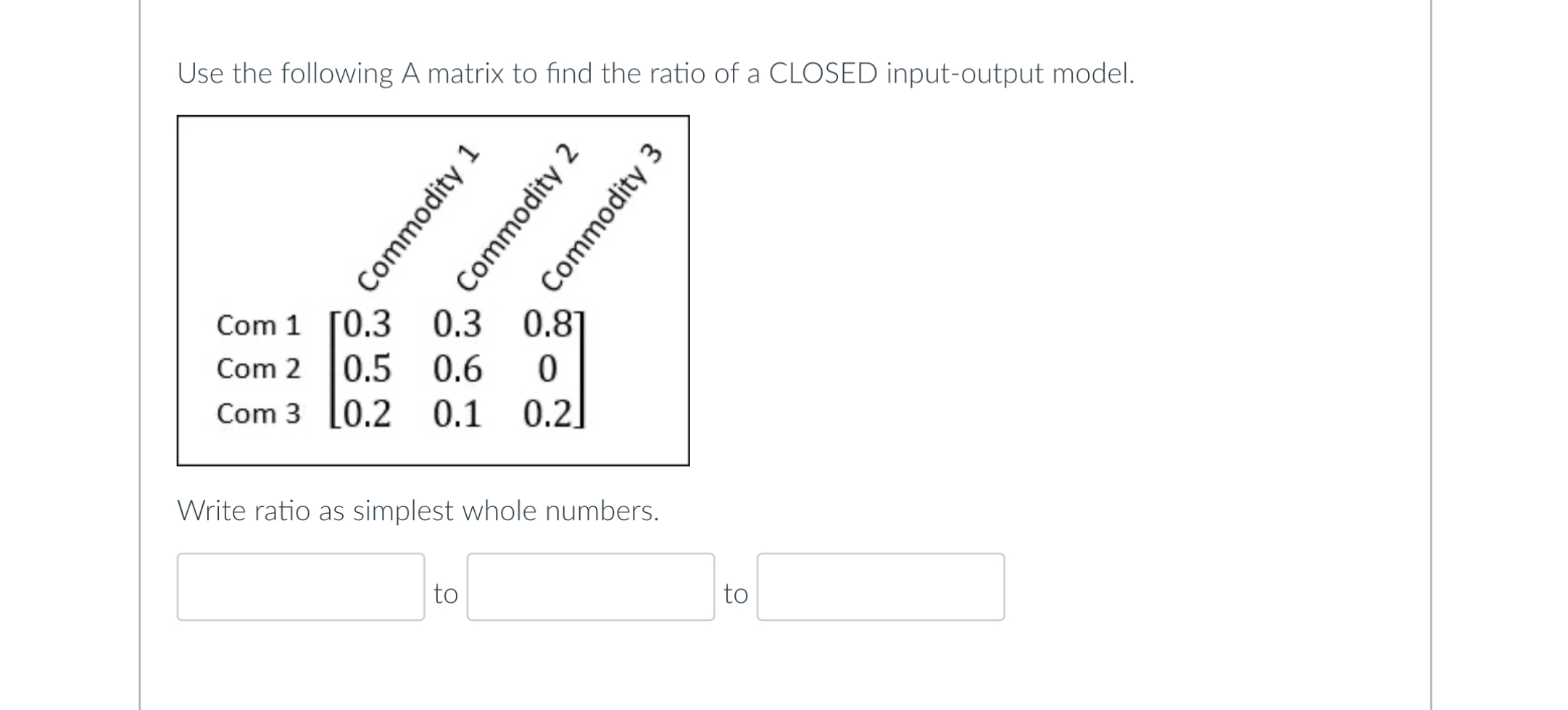 Solved Use the following A matrix to find the ratio of a | Chegg.com