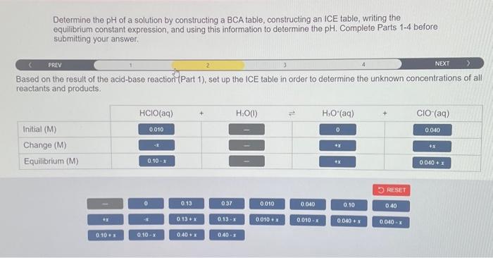 Solved Determine the pH of a solution by constructing a BCA | Chegg.com