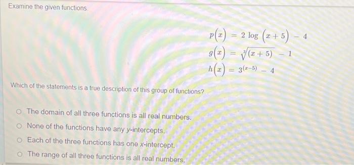 Solved examine the given functions. which of the statements | Chegg.com