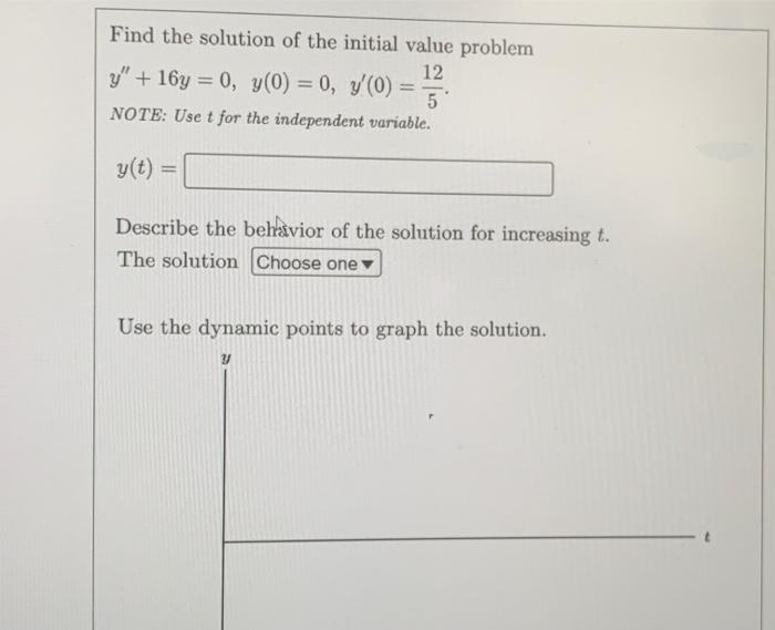 Solved Find the solution of the initial value problem 12 y" | Chegg.com