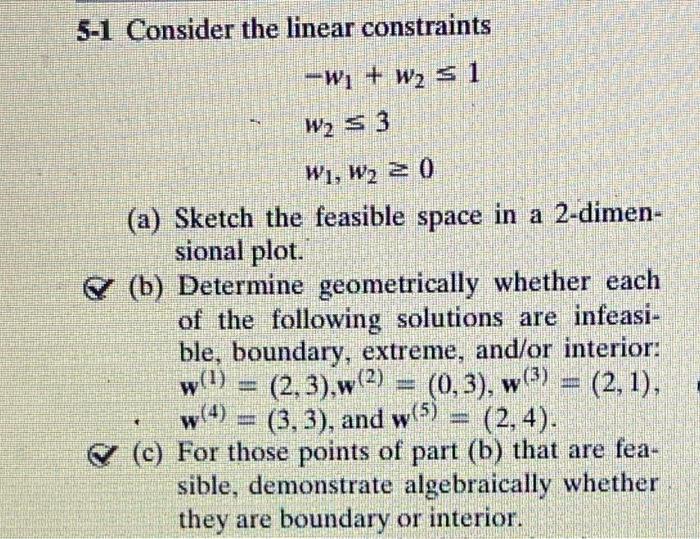 Solved 5-1 Consider the linear constraints | Chegg.com