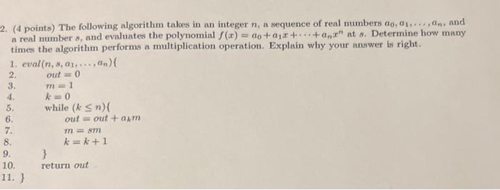 Solved (4 points) Describe an algorithm (for example, using | Chegg.com