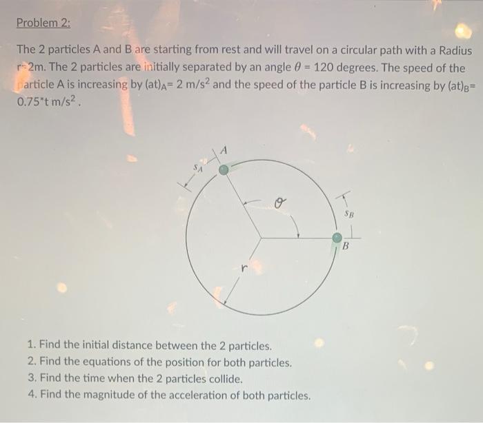 Solved Problem 2: The 2 particles A and B are starting from | Chegg.com