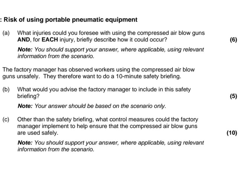 Solved : Risk Of Using Portable Pneumatic Equipment(a) ﻿What | Chegg.com