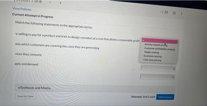 Solved Current Attempt in Progress Match the following | Chegg.com
