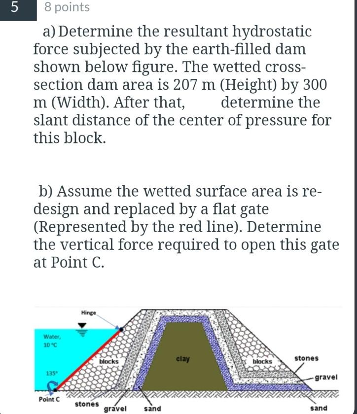 Solved 5 8 points a) Determine the resultant hydrostatic | Chegg.com