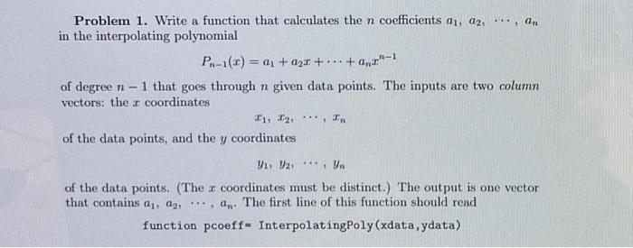 Solved + a Problem 1. Write a function that calculates the n | Chegg.com