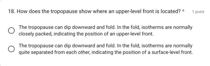 Solved 8. How does the tropopause show where an upper-level | Chegg.com
