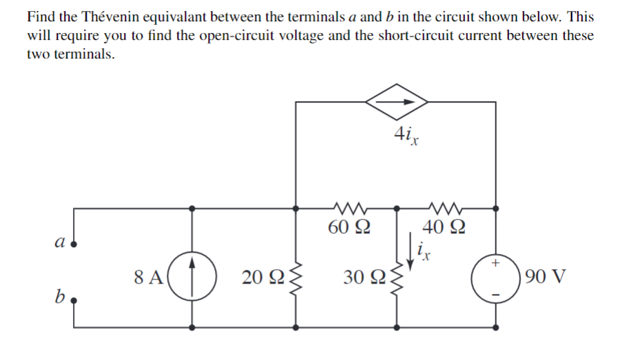 Solved Find the Thévenin equivalant between the terminals a | Chegg.com