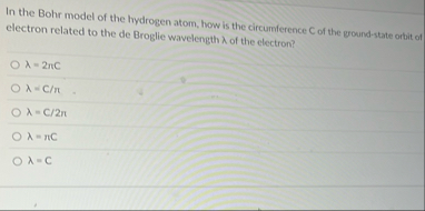 Solved In the Bohr model of the hydrogen atom, how is the | Chegg.com