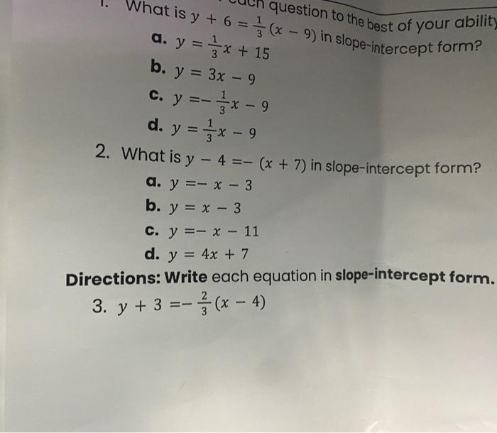 y 12 =- 1 3 x 9