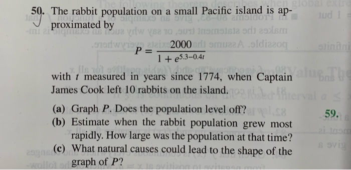 Solved n global eKtr 50. The rabbit population on a small | Chegg.com