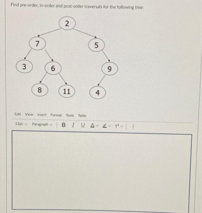 Solved Find pre-order, in-order and post-order traversals | Chegg.com