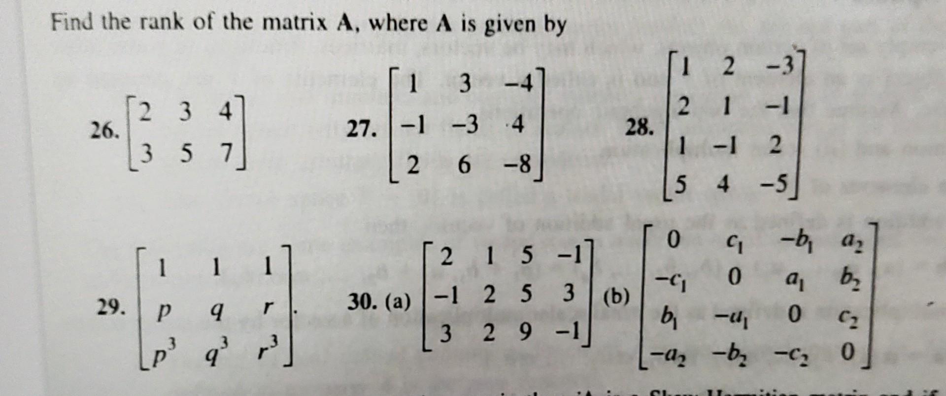 Solved Find The Rank Of The Matrix A, Where A Is Given By | Chegg.com