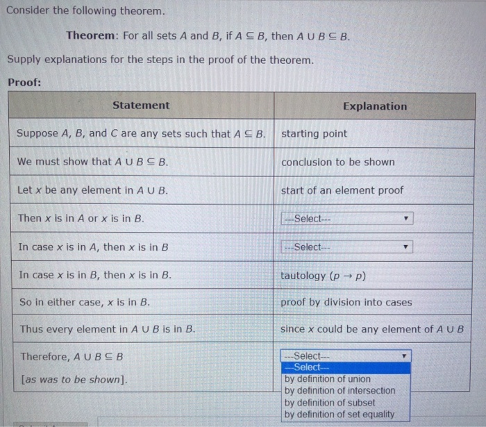 Solved Consider The Following Theorem. Theorem: For All Sets | Chegg.com