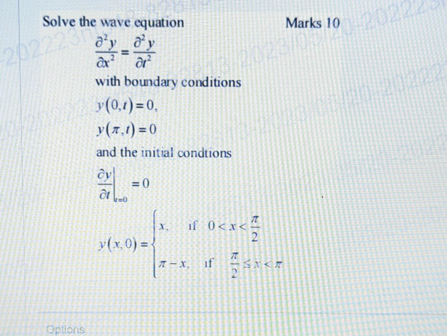 Solved Solve The Wave Equation ∂x2∂2y∂t2∂2y With Boundary 0786