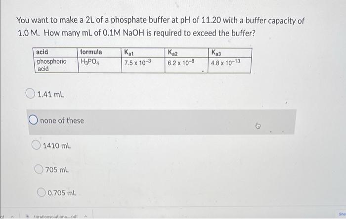 Solved at You want to make a 2L of a phosphate buffer at pH | Chegg.com