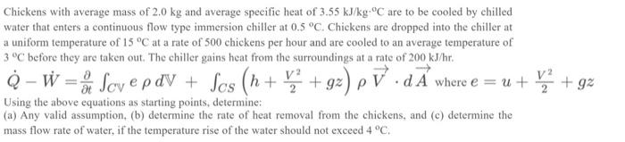 Solved Chickens with average mass of 2.0 kg and average | Chegg.com