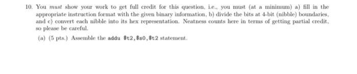 Solved 10. You must show your work to get full credit for | Chegg.com