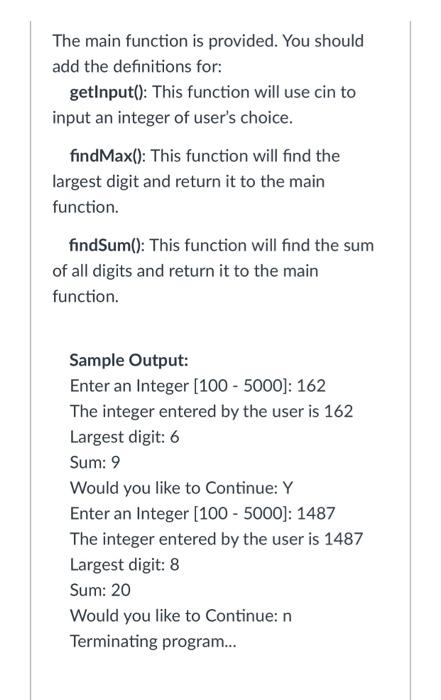 Solved Write a function definition that has three integers | Chegg.com