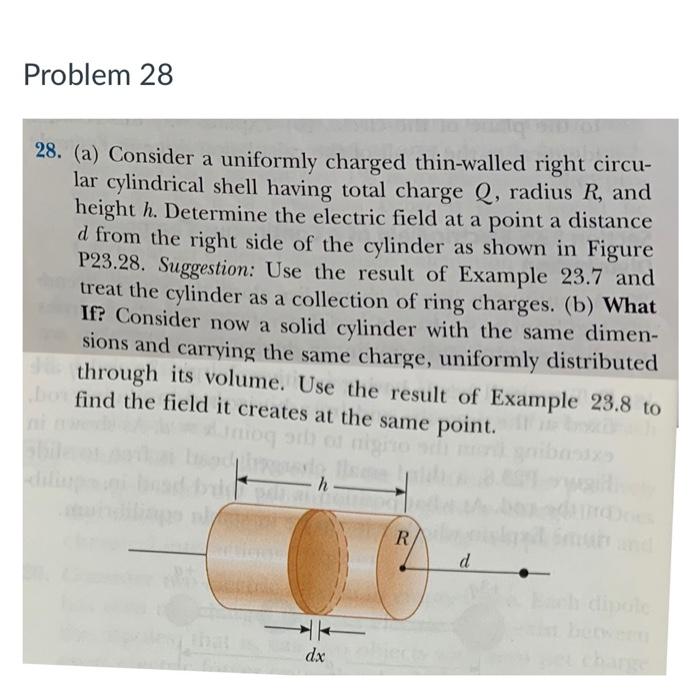 Solved Problem 28 28. (a) Consider A Uniformly Charged | Chegg.com