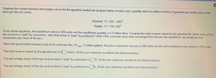 Solved Suppose The Market Demand-and-supply Curves For The | Chegg.com